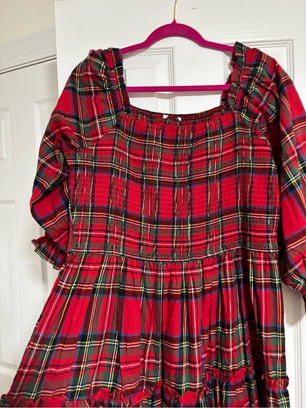 Ivy City Co Red Plaid Midi Dress - Picture 3 of 5